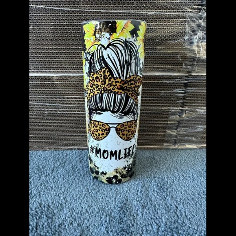 #MomLife Insulated Sunflower Tumbler Travel Mug